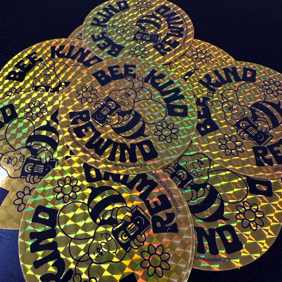 BEE KIND REWIND PRISMATIC STICKER